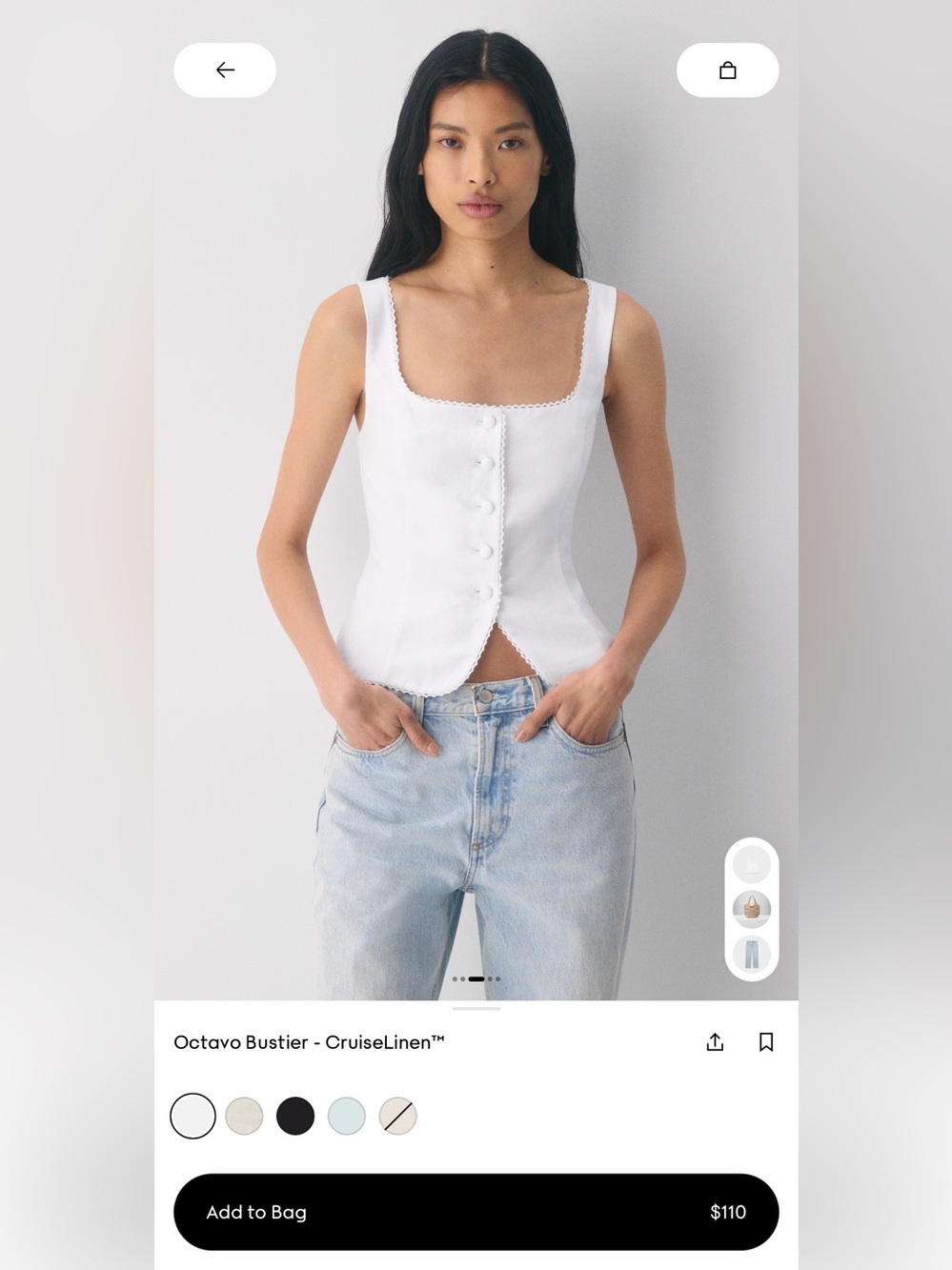 Aritzia Wilfred Octavo Bustier - White Linen